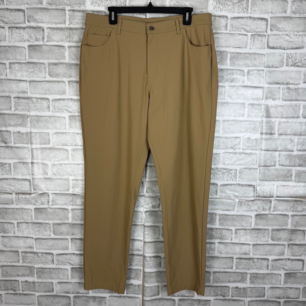 Fabletics Mens The Only Pant Tan Khaki Technical Performance Trousers 36 x 32